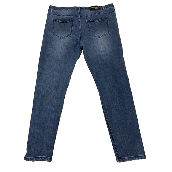 Freehold Denim Factory Men’s Skinny Jeans Distressed Blue Stretch 38x30 Ripped - Picture 9 of 9